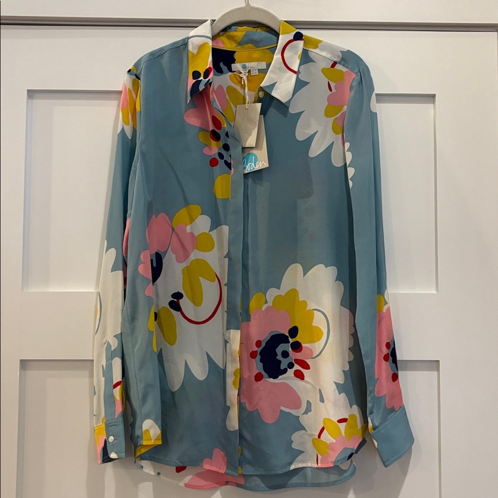 BODEN The Silk Shirt Floral Size 10 NWT